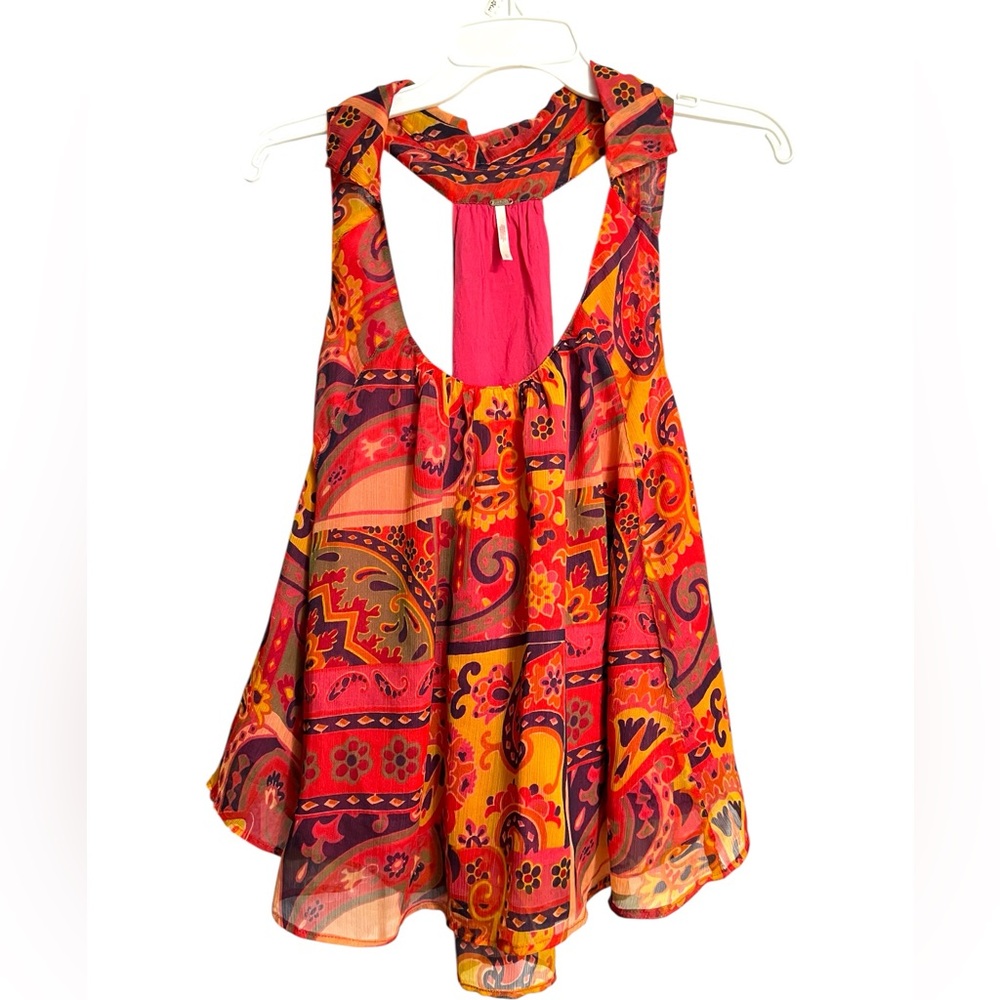 Free People Strawberry Tank Medium Flowy Chiffon